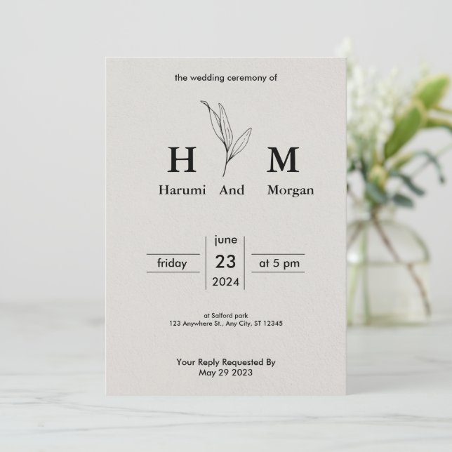 Simple and Affordable Rustic Wedding Invitations  (Standing Front)