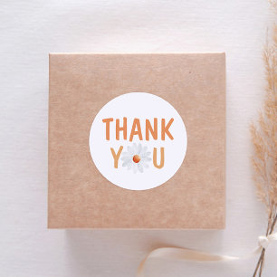 Simple and Beautiful Watercolor Daisy Thank You  Classic Round Sticker