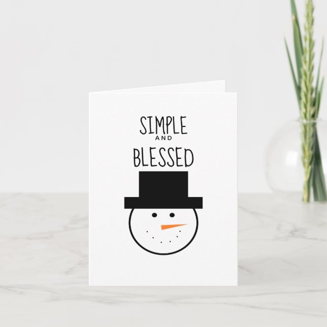 Simple and Blessed Christmas Snowman Holiday Card (Front)