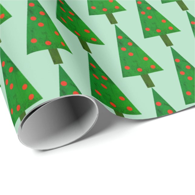 Simple and Bright Christmas Trees Wrapping Paper (Roll Corner)