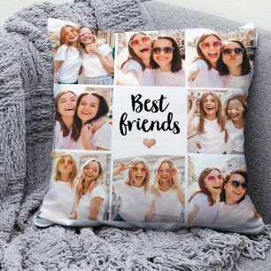 Simple and Chic Best Friends Heart Photo Collage Cushion