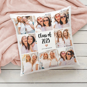 Simple and Chic Class of 2023 Heart Photo Collage Cushion