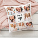 Simple and Chic | Class of 2023 Photo Collage Cushion<br><div class="desc">This chic black and white pillow features a photo grid with eight of your personal photos, and trendy modern script typography that says "class of 2023". There is also a little image of a graduation cap and tassel. On the back, you can add any names, a class motto, or any...</div>