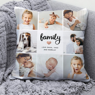 Simple and Chic Family Heart Photo Collage Cushion