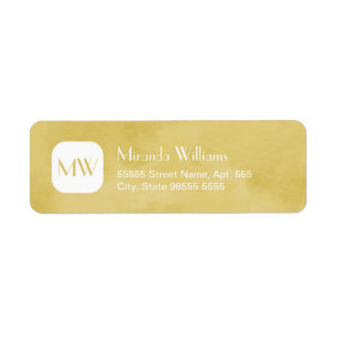 Simple and Chic Goldenrod Yellow Monogram and Name Return Address Label