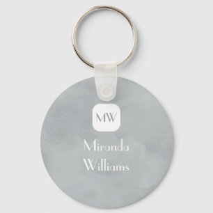 Simple and Chic Grey Grey Monogram With Name Key Ring