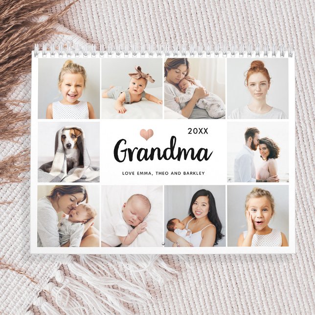 Simple and Chic | Heart Photo Collage for Grandma Calendar (A sweet and simple photo collage calendar for grandma)