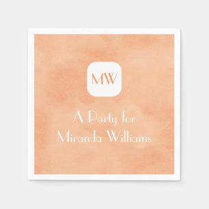 Simple and Chic Peach Orange Monogram With Name Napkin