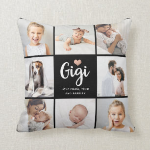 Simple and Chic Photo Collage and Heart for Gigi Cushion