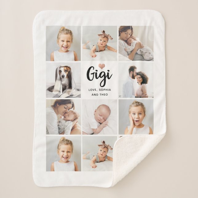 Simple and Chic | Photo Collage and Heart for Gigi Sherpa Blanket (Front)