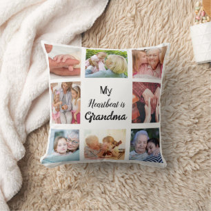 Simple and Chic  Photo Collage for Grandma Cushion