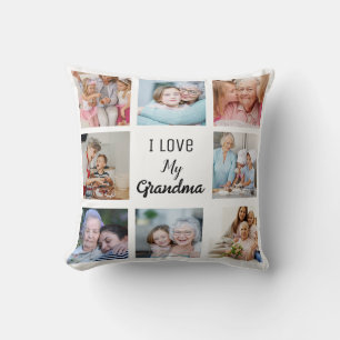 Simple and Chic Photo Collage for Grandma Cushion