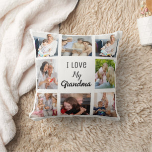 Simple and Chic Photo Collage for Grandma Cushion