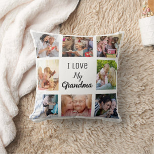 Simple and Chic Photo Collage for Grandma Cushion