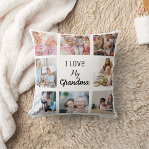 Simple and Chic Photo Collage for Grandma Cushion