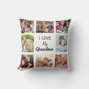 Simple and Chic  Photo Collage for Grandma Cushion