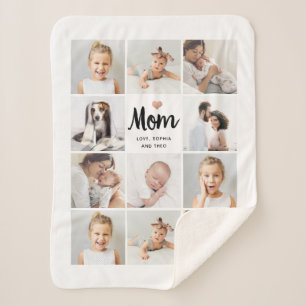 Simple and Chic   Photo Collage for Mom with Heart Sherpa Blanket