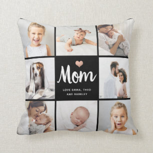 Simple and Chic Photo Collage for Mum with Heart Cushion