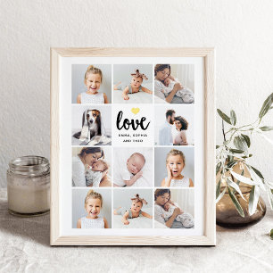Simple and Chic Photo Collage   Love Gold Heart Foil Prints