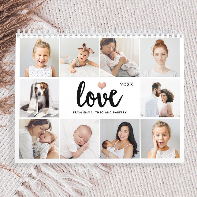 Simple and Chic Photo Collage | Love with Heart Calendar (A sweet and simple photo collage calendar for those you love)
