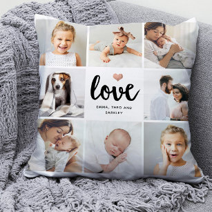 Simple and Chic Photo Collage   Love with Heart Cushion