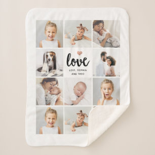Simple and Chic Photo Collage   Love with Heart Sherpa Blanket