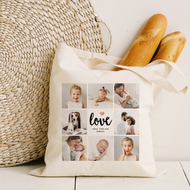 Simple and Chic Photo Collage | Love with Heart Tote Bag (Creator Uploaded)