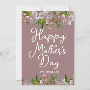 Simple and Chic Pink Floral Mother Days Gift Holiday Card