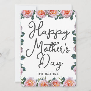 Simple and Chic Pink Floral Mother Days Gift Holiday Card