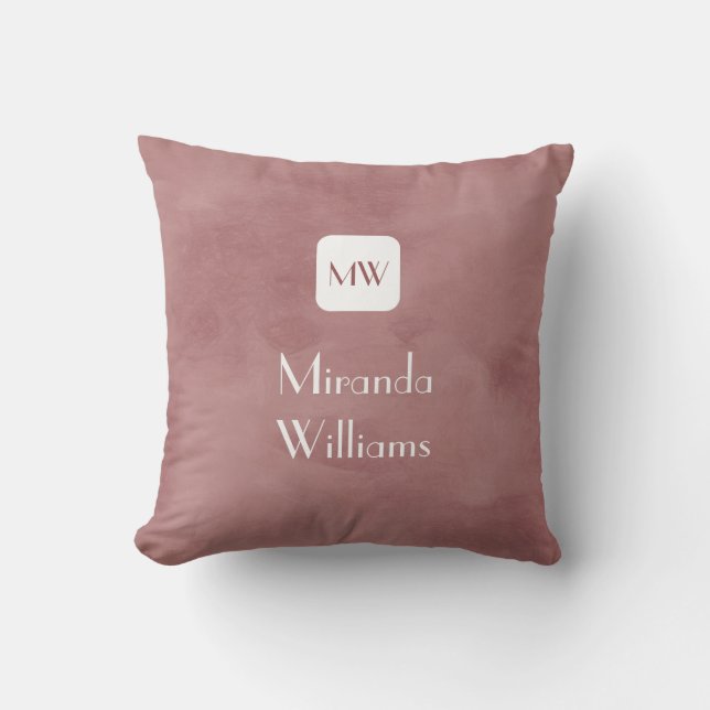Simple and Chic Rosy Brown Monogram With Name Cushion (Front)