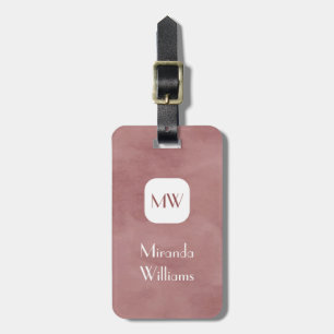 Simple and Chic Rosy Brown Monogram With Name Luggage Tag