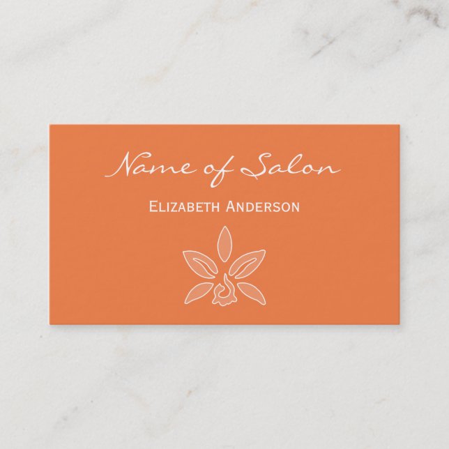 Simple and Chic Salon in Celosia Orange Floral Business Card (Front)