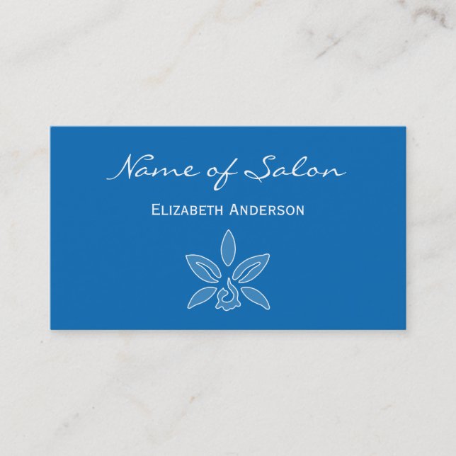Simple and Chic Salon in Dazzling Blue Floral Business Card (Front)