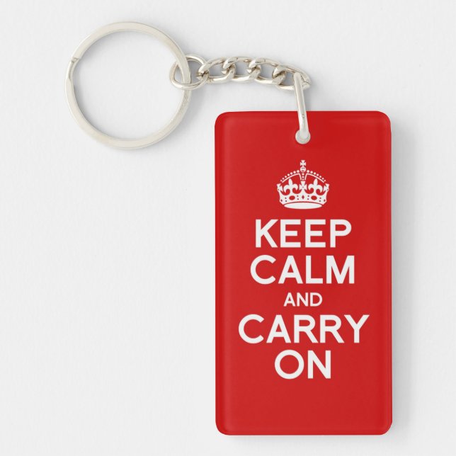 Simple and classic Keep Calm and Carry On Key Ring (Front)