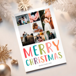 Simple and Colourful Christmas Family Photo Collag Holiday Card