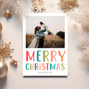 Simple and Colourful Christmas Family Photo Holiday Card