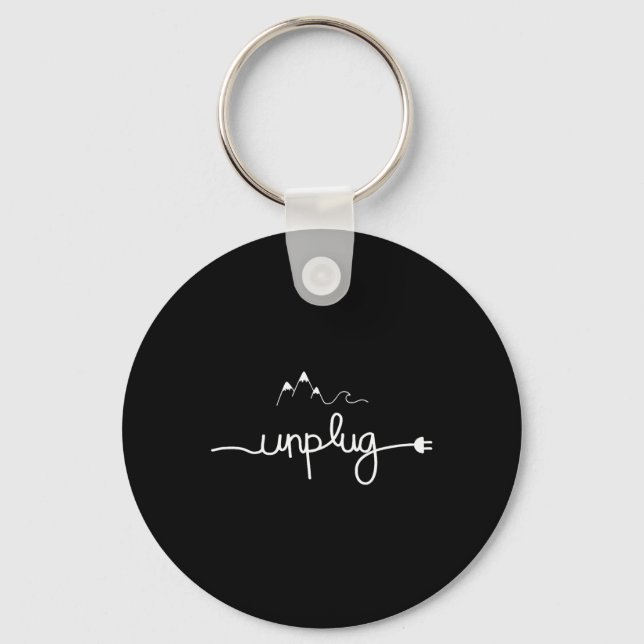 Simple And Cool Minimalist Mountain And Waves Grap Key Ring (Front)