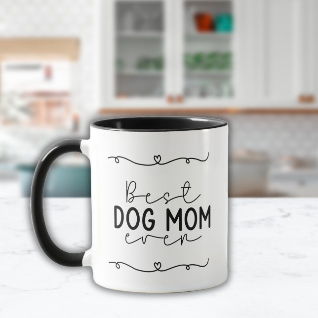 Simple and cute Best dog mum ever typography Mug (Creator Uploaded)