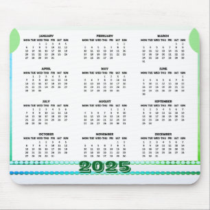 Simple and Cute Calendar 2025 Mousepad