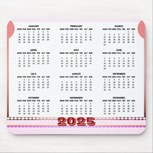 Simple and Cute Calendar 2025 Mousepad