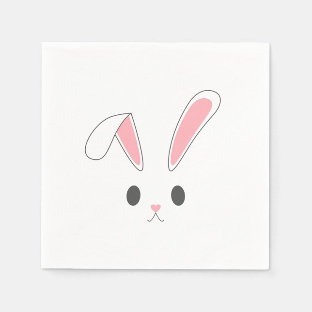 Simple and Cute Easter Bunny Rabbit | Paper Napkin (Front)