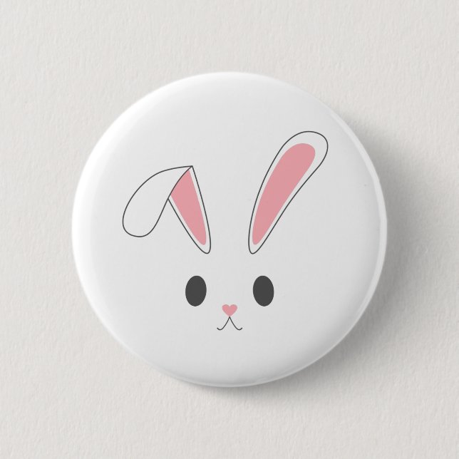 Simple and Cute Easter Bunny Rabbit | Pin Button (Front)