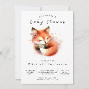 Simple and Cute Fox Baby Shower Invitation