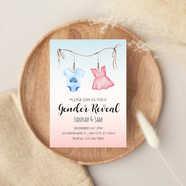 Simple and Cute Gender Reveal Party Invitation (Front)