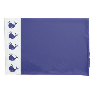 Simple and Cute Navy Blue Whales Boy's Bed Pillowcase
