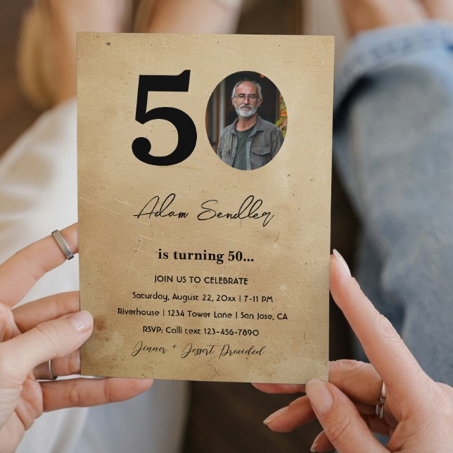 Simple and elegant 50th Birthday Party Rustic Invitation (Creator Uploaded)