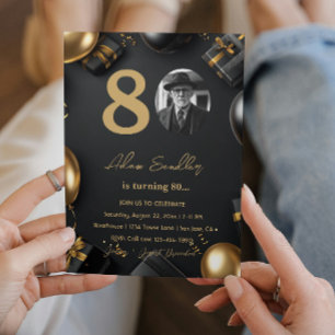 Simple and Elegant 80th birthday party 1 Invitation