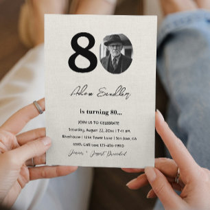 Simple and elegant 80th Birthday Party Canva Invitation