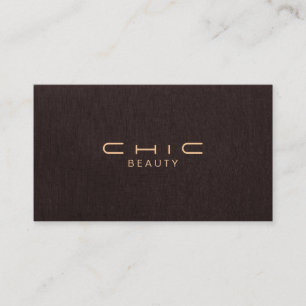 Simple and Elegant Beauty Dark Brown Linen Look Business Card