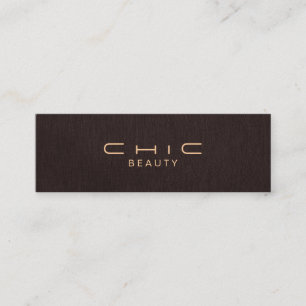 Simple and Elegant Beauty Dark Brown Linen Look Mini Business Card